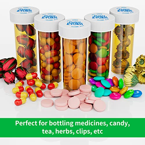 Image of Empty Plastic Medicine Pill Bottles with Child Resistant Caps, 6 Dram Small Prescription Medicine Containers Travel Pill Vials Clear Pill Case Organizers (60 Pack)