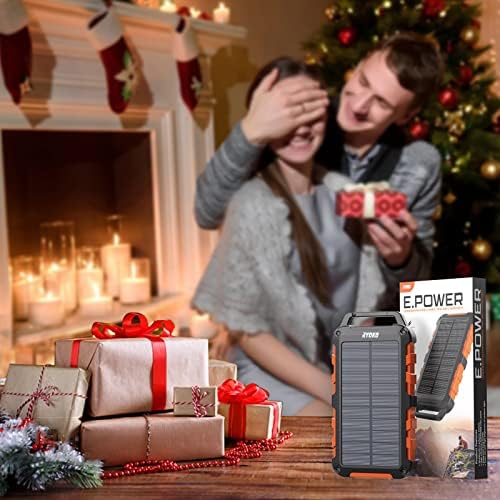 Portable Solar Charger 20000mAh, PD 15W Fast Charging USB C Solar Power Bank with 3 Outputs and 10 LED Flashlights, Waterproof Solar Panel External Battery Pack for Smartphones Tablets Outdoors