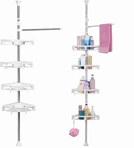 DAHOOMII Estante de ducha a prueba de óxido para baño, organizador de almacenamiento de bañera para accesorios de champú, estantes ajustables con