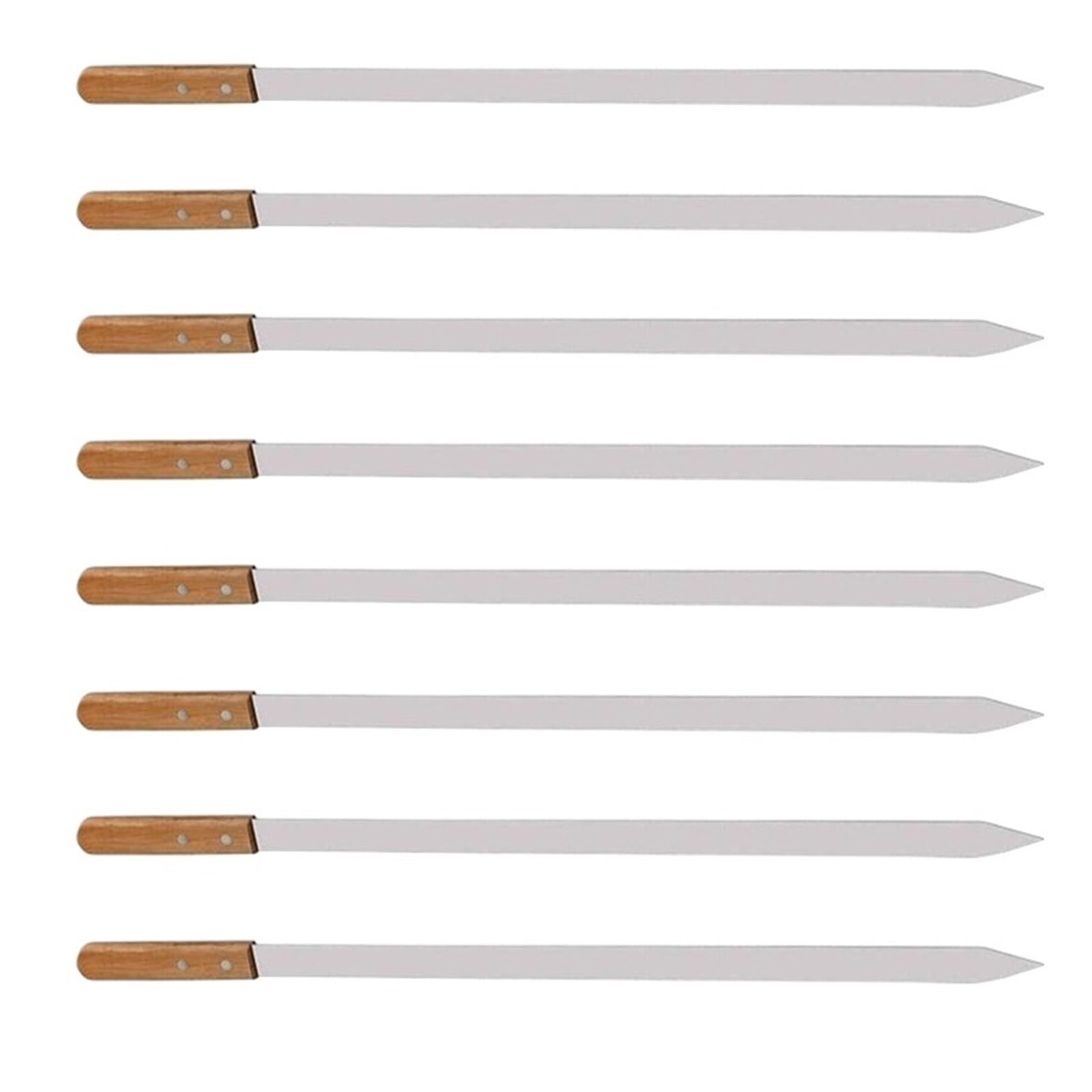 GTHTUHFD Kebab Skewers With Wooden Handle 2-8Pcs 23.5'' Large Stainless Steel Skewers Wood Barbecue Grill Long Handle Flat Kebab Skewer Accessories Tool,size_name-8pcs