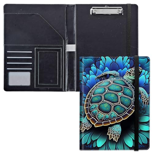 GFRGTFHYT for Padfolio Clipboard Folder Portfolio PU Leather Clipboards with Storage Cover for Legal Pad Holder Letter Size A4 Writing Pad for Business Office Notepad Clip Boards,Cute Turtle