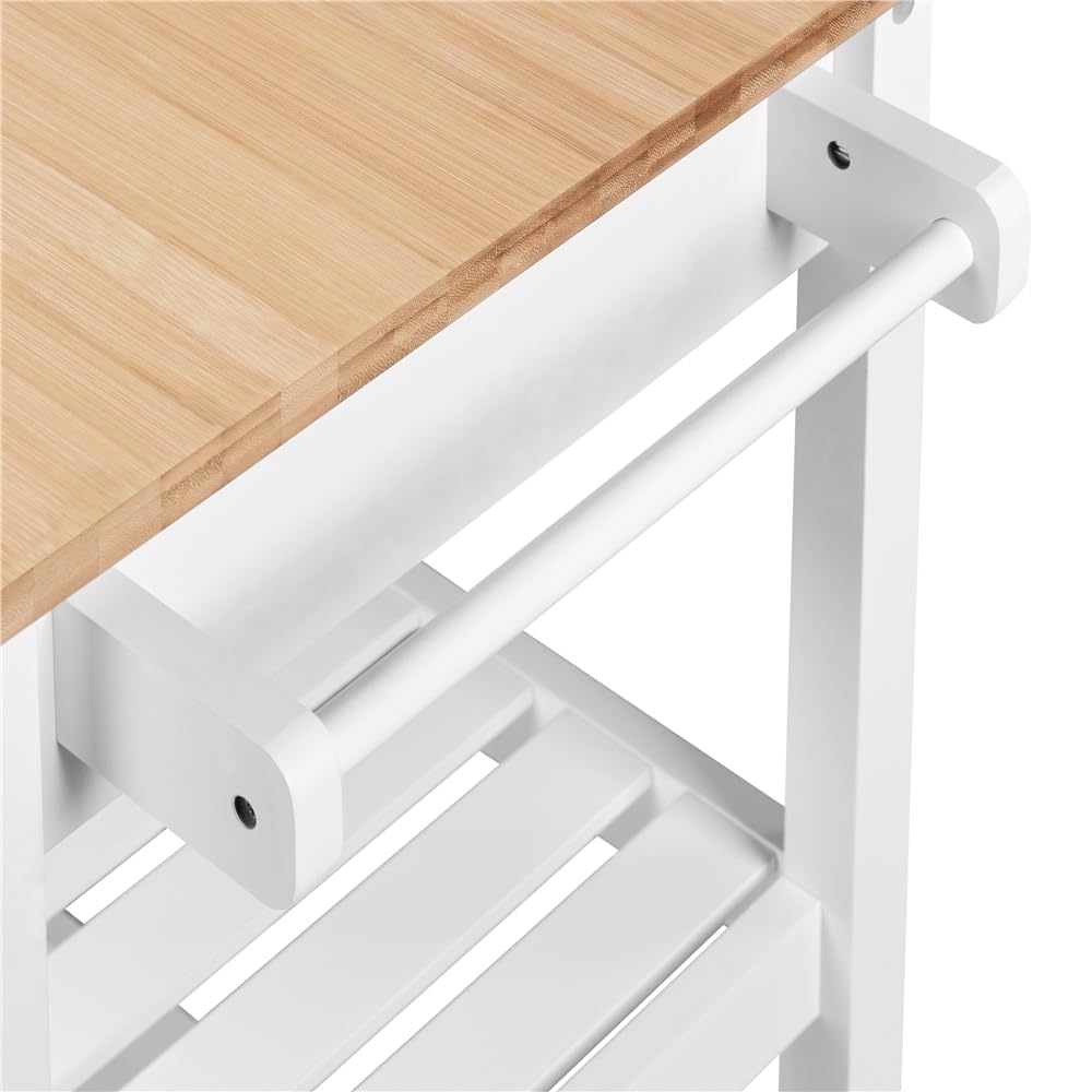 Yaheetech Carrello da Cucina Bianco a 3 Ripiani con Ruote Cassetto Carrello di Servizio Carrellino Portaoggetti Multiuso Salvaspazio Stile Moderno Porta Microonde 101,5 x 51 x 92,5 cm