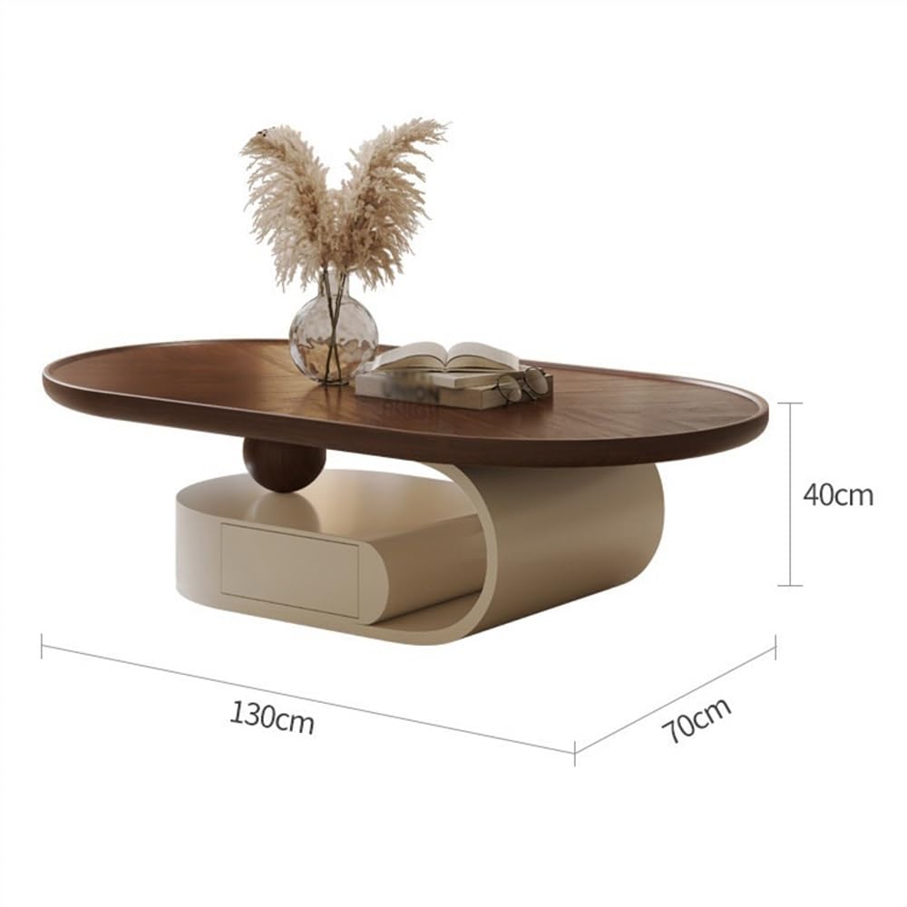 Stoliki centralne Stolik kawowy owalny z drewna orzechowego, nowoczesny minimalistyczny design do salonu, luksusowe meble do domu Stolik boczny(130cm)