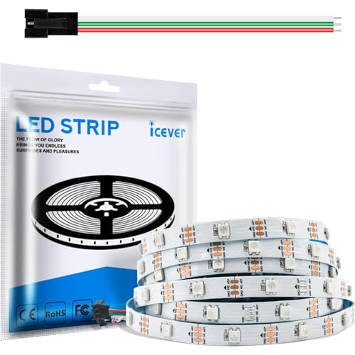 Image of 16.4FT WS2812B 5V LED Strip Lights 150 Individual Addressable RGB IC 5050SMD LEDs - Flexible White PCB IP30-30LEDs /m MagicRGB Dream Color for DIY Chasing Color Project (No Power Supply & Controller)