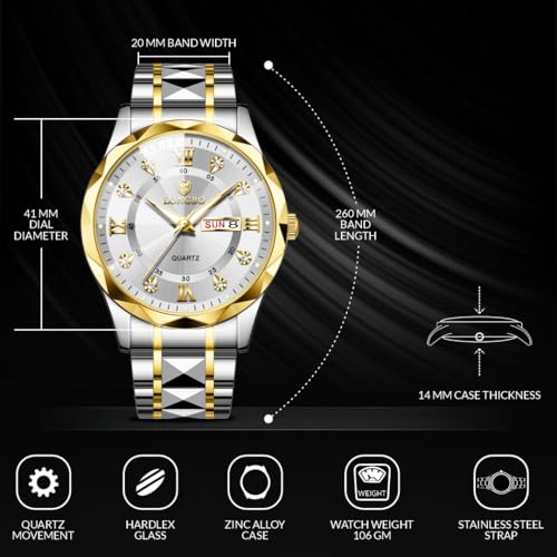 Image of LONGBO Zenith Diamond Analog Watch for Men Business Stainless Steel Watches Luxury Men's Wristwatch | Birthday Gift for Men | Gift for Husband | Gift for Brother