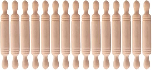 LUOZZY 15 mini rodillos para manualidades de madera para modelos, mini rodillos de simulación, juguetes de cocina para hornear pasteles, 2 pulgadas