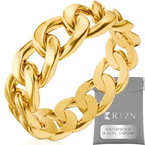 RTZN® Cuban Link Ring for Men — 6MM Premium Stainless Steel Gold/Silver Chain Ring for Men and Women — 100% Waterproof & Non-Tarnish Mens Chain Link Rings (Size: 6-12)