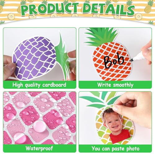 Image of gisgfim 80Pcs Summer Cutouts Pineapple Decoration Bulletin Board Luau Tropical Paper Cut-Outs Classroom Decor for DIY Craft Photo Wall Summer Hawaiian Beach Kindergarten Preschool Party Favor Supply