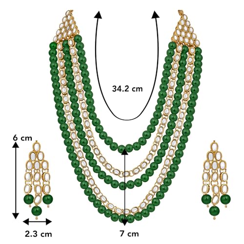 Image of Peora Kundan Faux Pearl Long Necklace & Jewelry Set Gift for Women