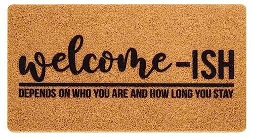 Go Away Doormat Welcome-Ish Front Door Mat - Welcome-Ish Depends Who You are Doormat Non Slip Backing Mat for Home...