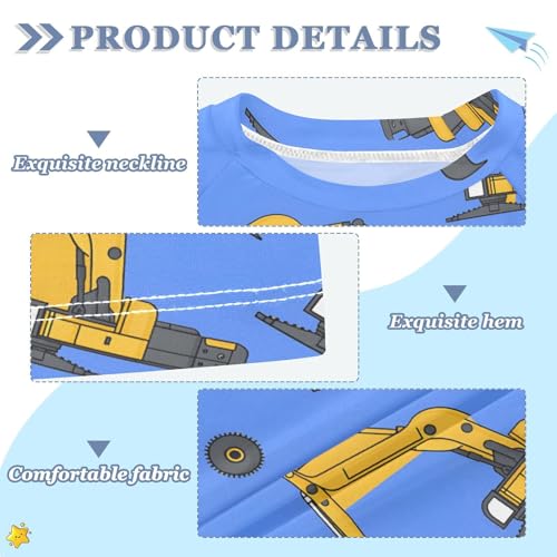 ALAZA Kids Rash Guard Boys Toddler Swim Shirts Short Sleeve Excavator Blue UPF 50+ 3T3