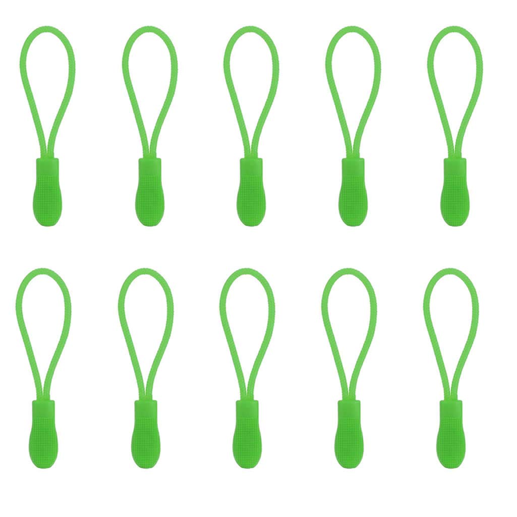 TENNER.LONDON Set of 10 Zipper Pull Zip Pull Zipper Puller Cord Slider Fastener Jacket Bag Backpack (Green)