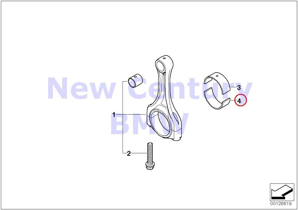 6 X BMW Genuine Crankshaft Drive Red Bearing Shell 49.00MM(0) M3 Z4 M3.2 Z4 M3.2 Z3 M3.2