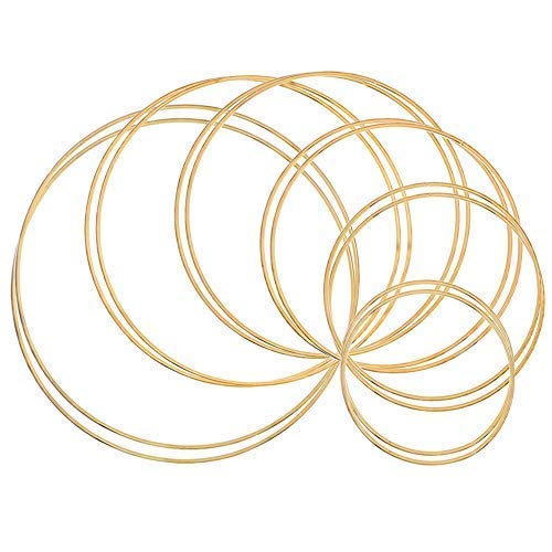 Outuxed 12pcs Gold Dream Catcher Metal Rings Supplies, Metal Hoops Macrame Creations Ring
