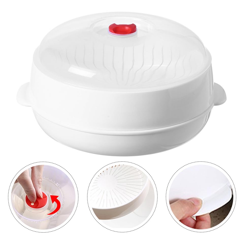 MAGICLULU Cuiseur Vapeur Micro-ondes - Panier Vapeur Plastique Blanc Pour Légumes, Poisson Et Viande
