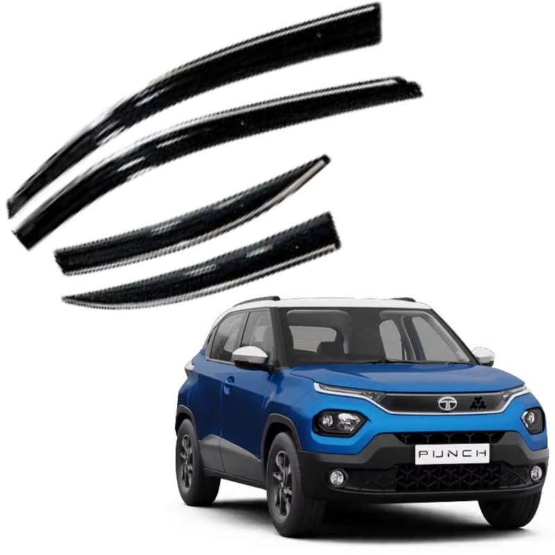 Image of CAR SAAZ Chrome Line Door Visor for Punch (2021-2026) (Set of 4Pcs) | Wind Deflector Window Rain Guard