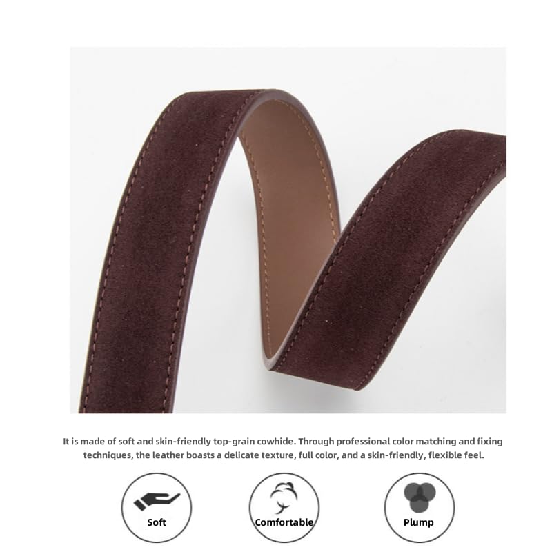 Women's Vintage Leather Suede Belt Ladies Trendy Simple Silver Buckle Belt Leather Sanded Waistband for Dress Jeans Coat4