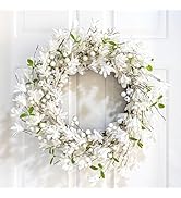 Amazon.com: LLZLL White Wreath 20 Inch Winter Wreaths for Front