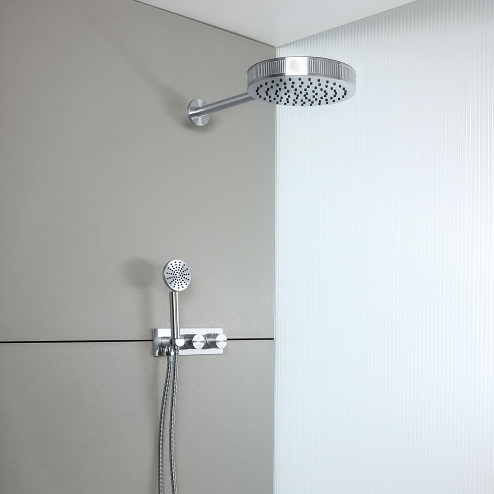 Milano Chrome Thermostatic Mixer Valve 250Mm Shower Head Handset
