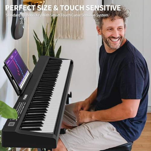 Best Digital Pianos with Bluetooth Connectivity 9 Digital Piano 88 Key Full Size Semi Weighted Electronic Keyboard Piano Set with Stand,Built-In Speakers,Electric Piano Keyboard with Sustain Pedal,Bluetooth,MIDI/USB/MP3 for Beginners Adults/81x #1