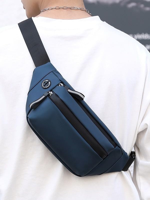 Image of TOURISTIANO Waist Bag for Men | Stylish Side Bag for Travel | Side Sling Waist Bag | Essentials for Running, Riding a Bike for Mobile, Wallet, Keys (Blue)