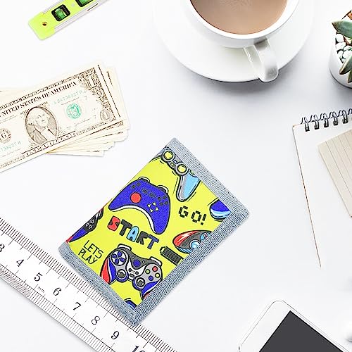 Image of AI-DEE RFID Trifold Canvas Outdoor Sports Wallet for Kids - Front Pocket Wallet with Magic Sticker