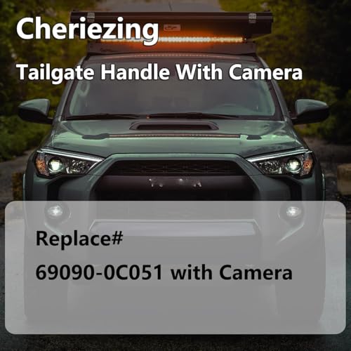 Image of Cheriezing Rear Tailgate Handle with Backup Camera Compatible with Toyota Tundra 2009 2010 2011 2012 2013 RCA Plug, Textured Black Tailgate Reversing Rear View Park Assist Camera