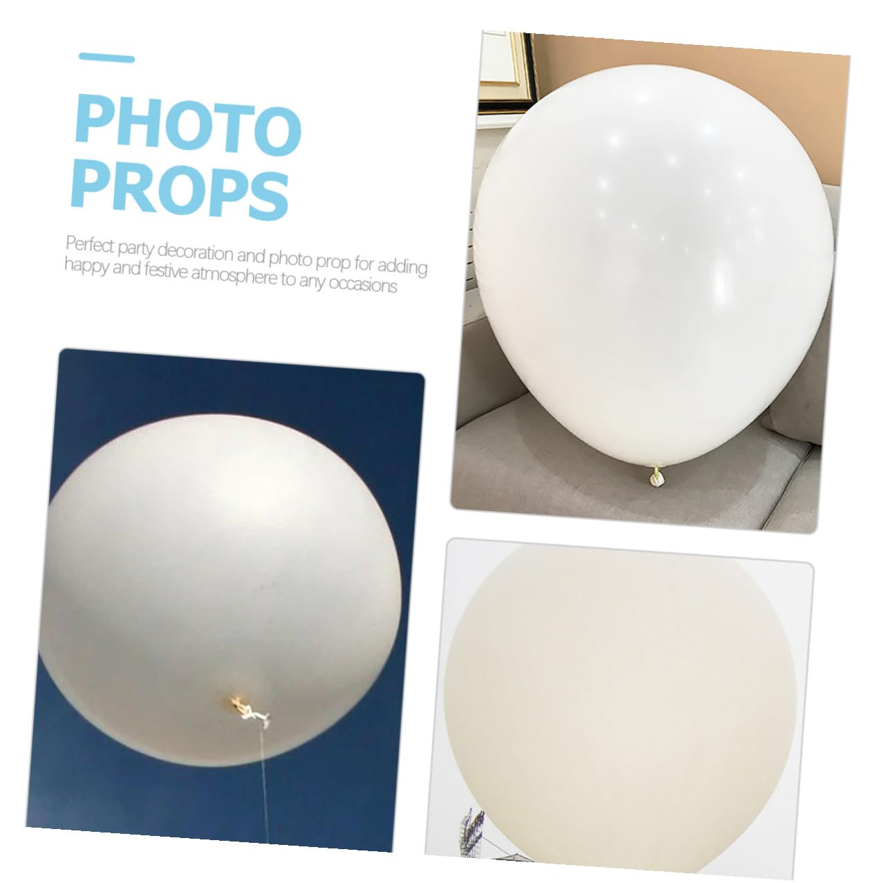 DECHOUS Großer Weißer Latexballon Riesiger Runder Party Hochzeitsballon Wetterfester Überdimensionaler Ballon für Innen Außendekoration Vielseitiger Dekoballon für Jubiläen und
