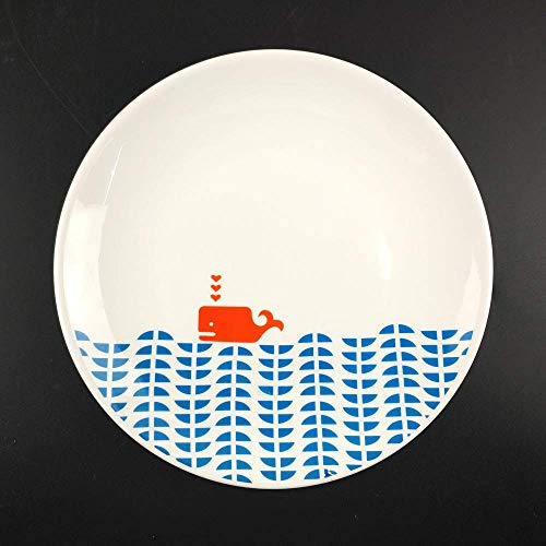 WHEEJE Plato de cerámica simple creativo del plato del hogar de la placa del desayuno del hotel del plato occidental del bistec de la ballena los 20.5Cm Cover