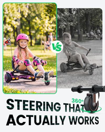 Image of Gyroor G13 Hoverboard with Seat Attachment 6.5 inch All-Terrain Go Kart | LED Lights, Bluetooth Speaker, UL2272 Certified, Adjustable Frame, 7.75 MPH Max Speed, Hoverboard for Kids and Adults