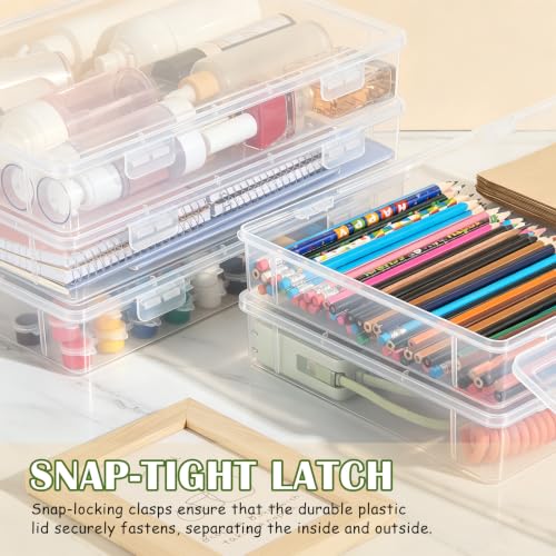 Image of Jetec 6 Pieces Mini Plastic Clear Beads Storage Containers Box for Collecting Small Items, Beads, Jewelry, Business Cards, Game Pieces, Crafts (13.3 x 9.3 x 2 Inch)