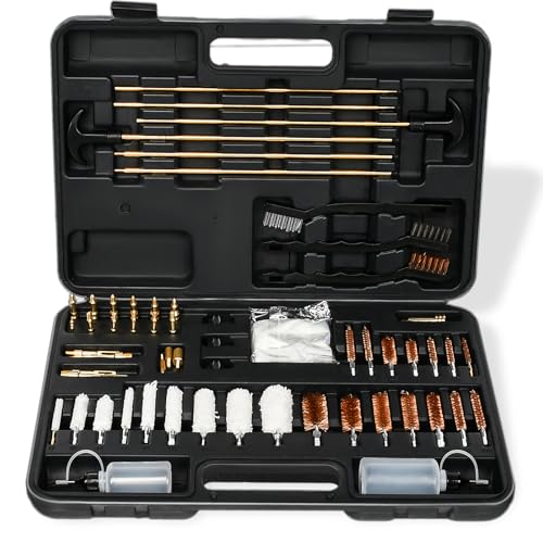 XKV Universal Gun Cleaning Kit for Caliber Pistol Rifle Handgun Shotgun Hunting Cleaning Kit with Universal Accessories & Mat Portable Case Gifts for Men Brass