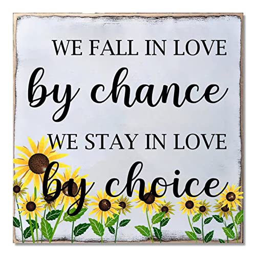 Plaque en bois tournesol 40x40 cm avec message d'amour pour décoration murale rustique