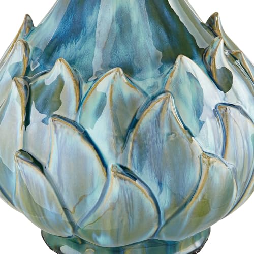 Possini Euro Design Kenya Modern Tropical 3-Way Table Lamp with Dimmer 29 1/2" Tall Blue Green Glaze Ceramic Beige Linen Drum Shade for Bedroom Living Room House Home Bedside Nightstand Office - Image 6