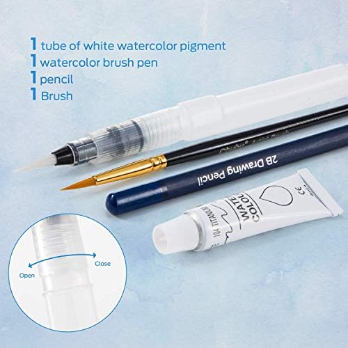 Ohuhu Watercolour Paint Set Art Supplies 48 Colours Water Colour Paints with Water Brush Pen Pencil Watercolour Paper - Portable Pigment Gouache Paint Travel Kit for Artists Kids Adults Painting
