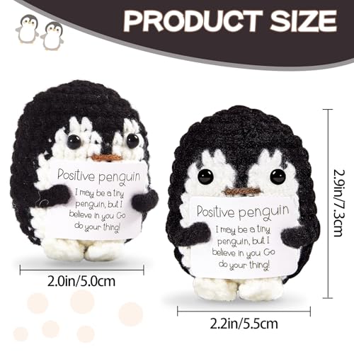 Image of Hoedia Emotional Penguin Small Mother's Day Easter Gifts for Women Men Her Him, Positive Crochet Cute Funny Inspirational Support Stuffers College Office Friend Birthday Basket Filler Decorations