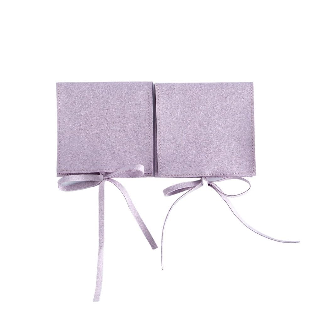 Doxicey Jewelry Package Bags 5pcs 6×6cm Jewelery Gift Bag Microfiber Jewellry Pouch with Ribbon Envelope Packaging Organizer for Necklace Bracelet Earring Ring(PURPLE)