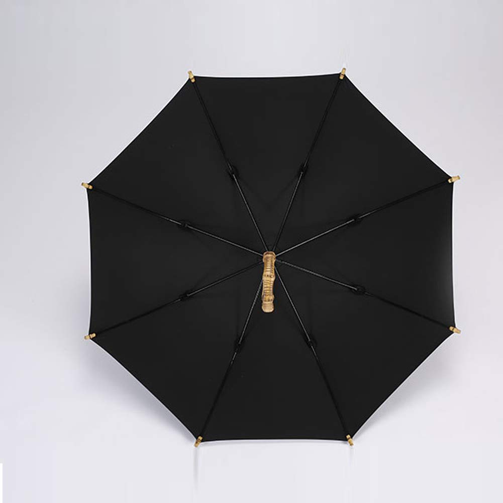 Paraguas De Mango Largo, Tejido Grueso Con Memoria, Superficie De Paraguas De 0 Transmisión De Luz, Con Mango De Bambú, Paraguas De Lluvia O Sol, UPF50 +, Con Funda Protectora Portátil, Negro