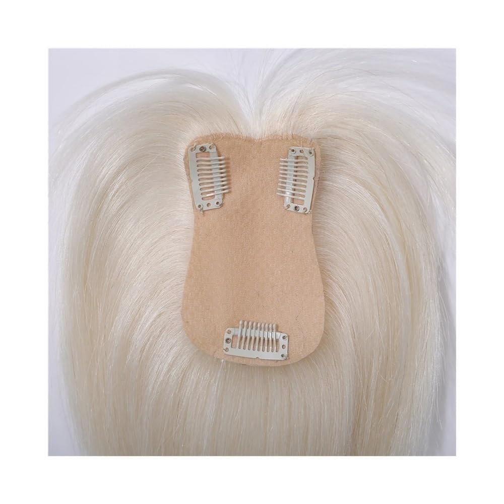 10 Zoll Remy Echthaar-Topper mit Pony, Haarteile, Seidenbasis, 3 Clips in Haar-Toppern for Frauen, Haarverlängerungen for Thinning Hair(Brown mix blonde)