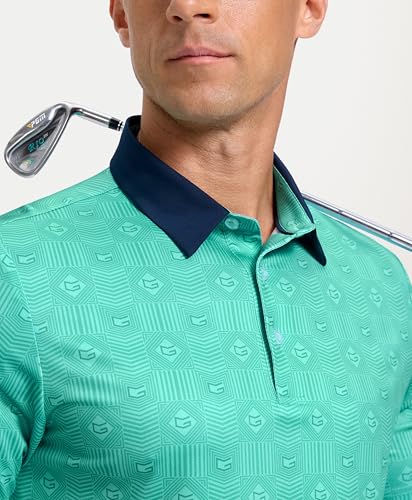Image of Men's Golf Polo Shirts Dry Fit Performance Moisture Wicking Casual Print Golf Shirts for Men Breathable