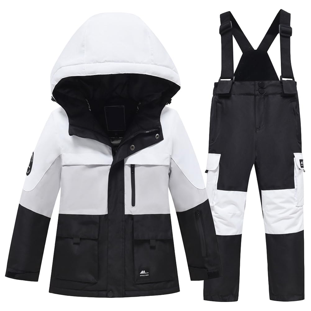 Tute da Neve Bambino e Ragazzi Antivento Impermeabile Tute da Sci Bambine e Ragazze 2 Pezzi Giacca con Cappuccio + Pantaloni