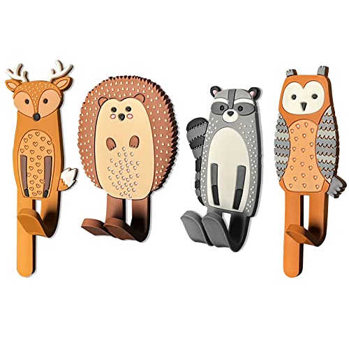 Gracebuy 4 ganchos magnéticos decorativos para nevera (mapache/búho/erizo/ciervo) Cover