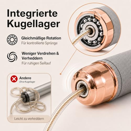 Cavobo Springseil Erwachsene Fitness Verstellbar mit Hautfreundlichen Schaum Griffe, 3 Meter Länge Einstellbar PVC Seil… – Ansicht 3