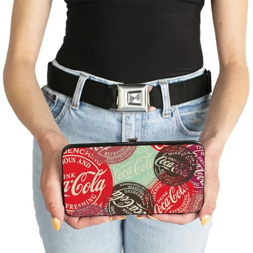Buckle-Down The Coca-Cola Company Wallet, Drink Coca-Cola Coke Patches Stacked Multi Color, Vegan Leather3