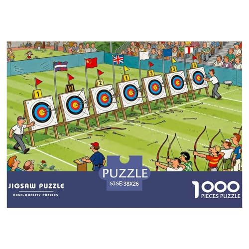 Competición de Tiro con Arco Puzzle De Madera Impermeable Puzzles De 1000 Piezas Regalos para Adultos Desafiante Y Estimulante Rompecabezas Juegos Desafiantes
