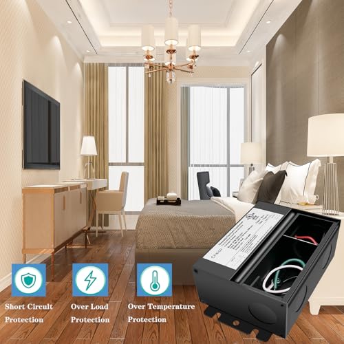 Image of 60W 24V Dimmable LED Driver, Triac /Phase /ELV /MLV Dimmable Power Supply, AC to DC Transformer for LED Light, Compatible with Lutron and Leviton Dimmers, UL Listed, Class 2