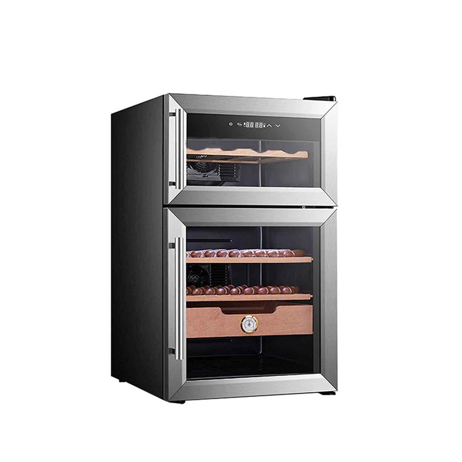 Cigar Cabinet Humidor, Wine Cabinet, Constant Temperature Moisturizing, Spanish Cedar Wood Frame, 8 Red Wine/560 Cigars