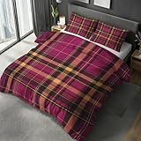 Generisch Bettwäsche 220x240cm Tartan 3-Teilig, Bettbezug Landhaus Soft...