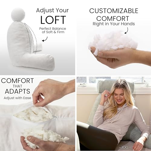 Image of Husband Pillow XXL Reading Pillow for Bed Backrest with Arms - Desert Sage Adult - Unmatched Support Pillow for Sitting Up in Bed - Shredded Memory Foam Comfy Microplush Cover & Detachable Neck Roll