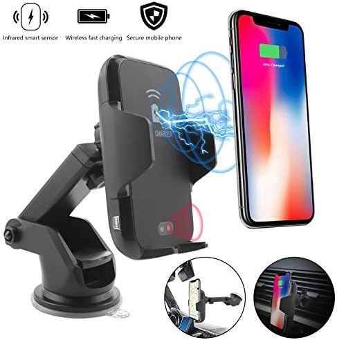 Wireless Car Charger Wireless Car Mount Air Vent Phone Holder Infrared&Touch Sensing 5/10/15W Fast Car Charger Compatible with iPhone XS/X/8/8 Plus Samsung Galaxy S8/S8+/S7 Edge Qi-Enabled Device